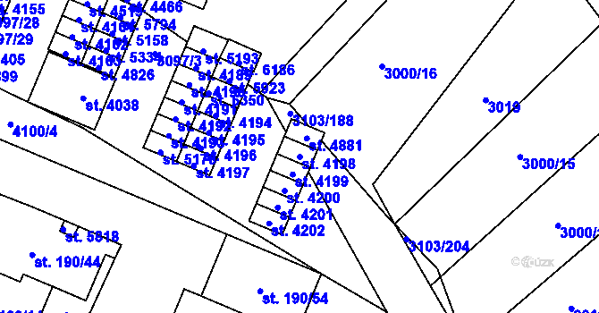 Parcela st. 4198 v KÚ Břeclav, Katastrální mapa