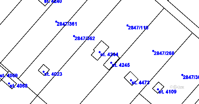 Parcela st. 4244 v KÚ Břeclav, Katastrální mapa