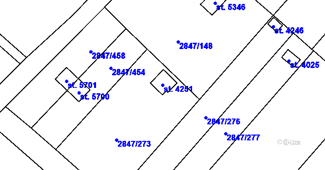 Parcela st. 4251 v KÚ Břeclav, Katastrální mapa