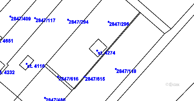 Parcela st. 4274 v KÚ Břeclav, Katastrální mapa