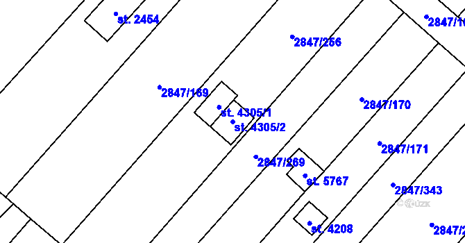 Parcela st. 4305/2 v KÚ Břeclav, Katastrální mapa
