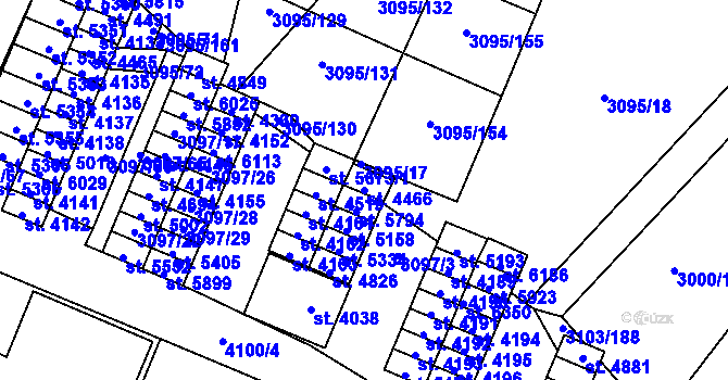 Parcela st. 4466 v KÚ Břeclav, Katastrální mapa