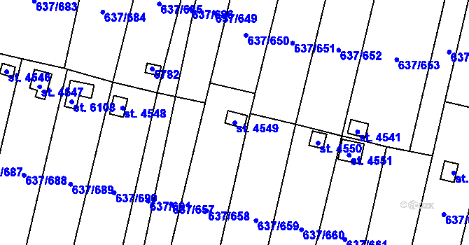 Parcela st. 4549 v KÚ Břeclav, Katastrální mapa