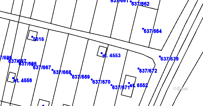Parcela st. 4553 v KÚ Břeclav, Katastrální mapa