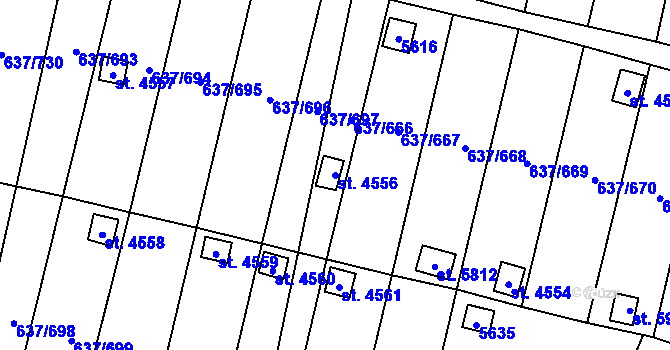 Parcela st. 4556 v KÚ Břeclav, Katastrální mapa
