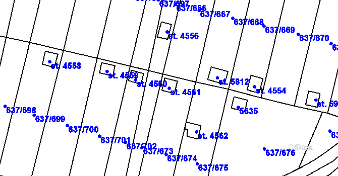 Parcela st. 4561 v KÚ Břeclav, Katastrální mapa