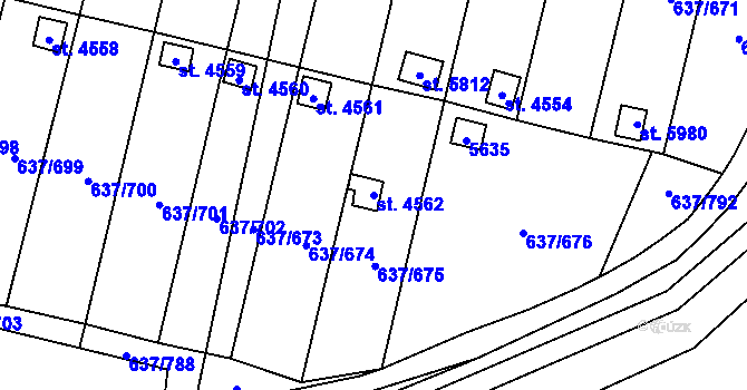 Parcela st. 4562 v KÚ Břeclav, Katastrální mapa
