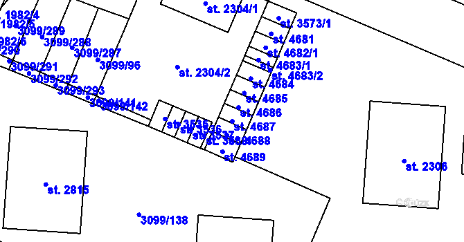 Parcela st. 4687 v KÚ Břeclav, Katastrální mapa