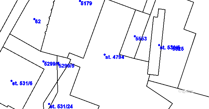 Parcela st. 4794 v KÚ Břeclav, Katastrální mapa