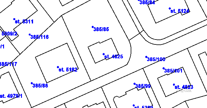 Parcela st. 4825 v KÚ Břeclav, Katastrální mapa
