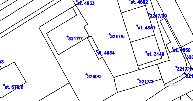 Parcela st. 4854 v KÚ Břeclav, Katastrální mapa
