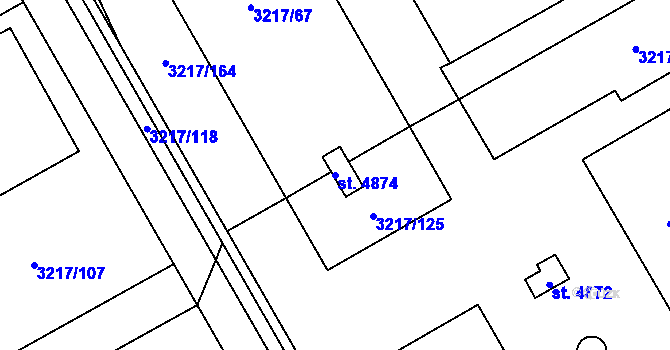 Parcela st. 4874 v KÚ Břeclav, Katastrální mapa