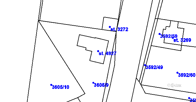 Parcela st. 4927 v KÚ Břeclav, Katastrální mapa