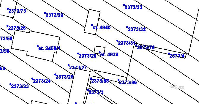 Parcela st. 4939 v KÚ Břeclav, Katastrální mapa