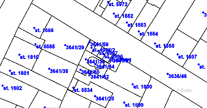 Parcela st. 4996 v KÚ Břeclav, Katastrální mapa