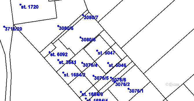 Parcela st. 5047 v KÚ Břeclav, Katastrální mapa
