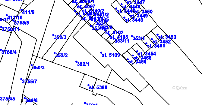 Parcela st. 5109 v KÚ Břeclav, Katastrální mapa