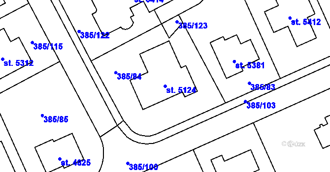 Parcela st. 5124 v KÚ Břeclav, Katastrální mapa