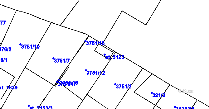 Parcela st. 5125 v KÚ Břeclav, Katastrální mapa