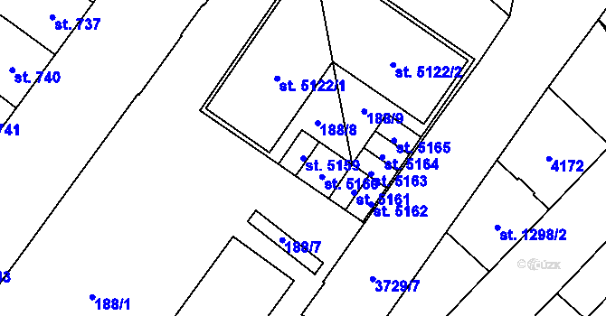 Parcela st. 5159 v KÚ Břeclav, Katastrální mapa