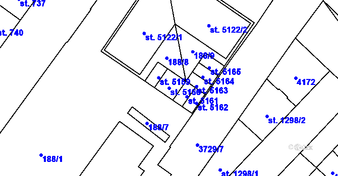 Parcela st. 5160 v KÚ Břeclav, Katastrální mapa