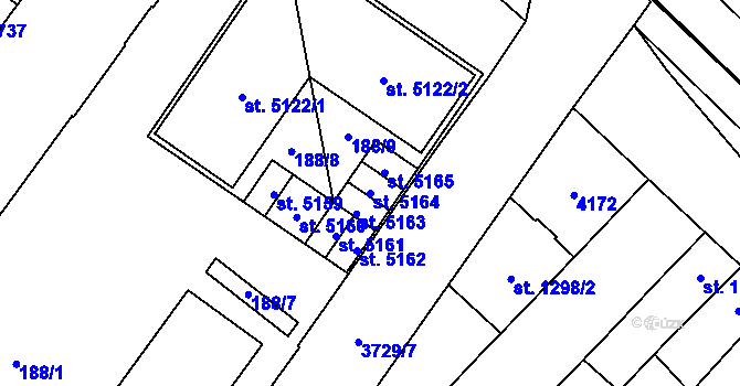 Parcela st. 5164 v KÚ Břeclav, Katastrální mapa