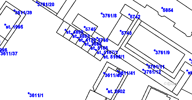 Parcela st. 5167/1 v KÚ Břeclav, Katastrální mapa