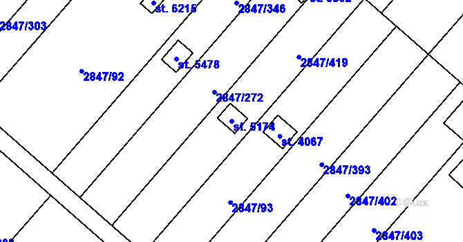 Parcela st. 5174 v KÚ Břeclav, Katastrální mapa