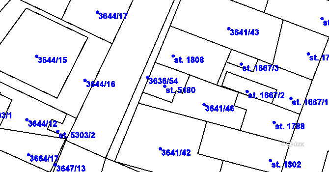 Parcela st. 5180 v KÚ Břeclav, Katastrální mapa