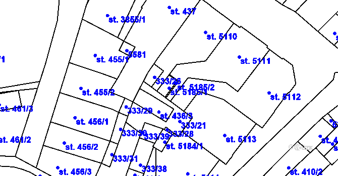 Parcela st. 5185/1 v KÚ Břeclav, Katastrální mapa