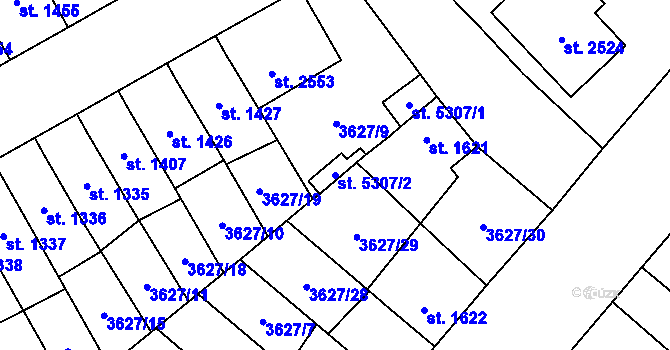 Parcela st. 5307/2 v KÚ Břeclav, Katastrální mapa