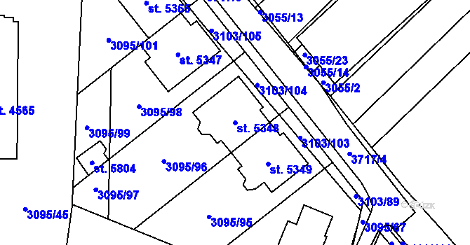 Parcela st. 5348 v KÚ Břeclav, Katastrální mapa