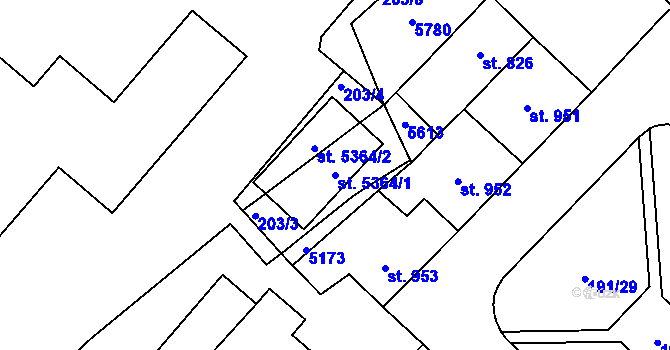 Parcela st. 5364/1 v KÚ Břeclav, Katastrální mapa