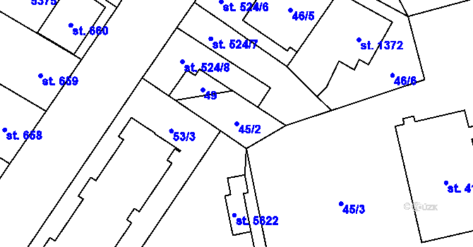 Parcela st. 45/2 v KÚ Břeclav, Katastrální mapa
