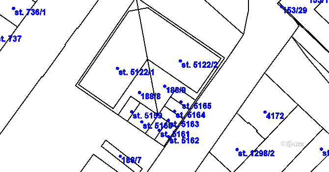 Parcela st. 188/9 v KÚ Břeclav, Katastrální mapa