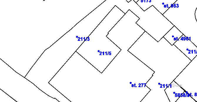 Parcela st. 211/5 v KÚ Břeclav, Katastrální mapa