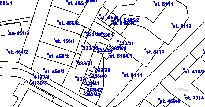 Parcela st. 333/32 v KÚ Břeclav, Katastrální mapa