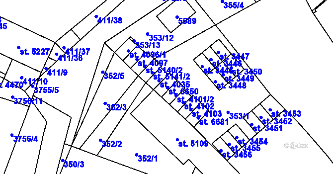 Parcela st. 353/7 v KÚ Břeclav, Katastrální mapa