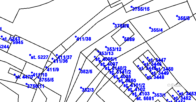 Parcela st. 353/13 v KÚ Břeclav, Katastrální mapa
