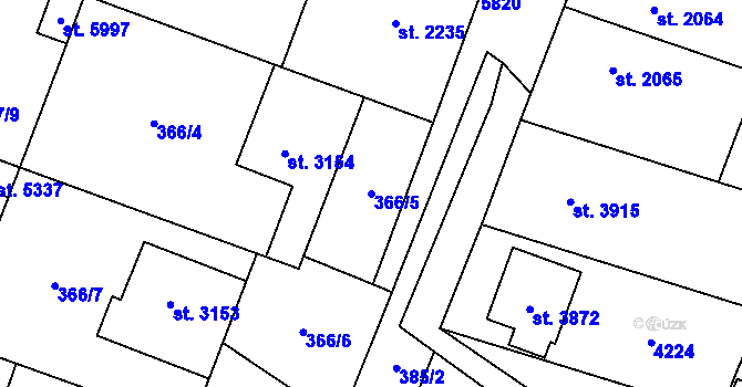 Parcela st. 366/5 v KÚ Břeclav, Katastrální mapa