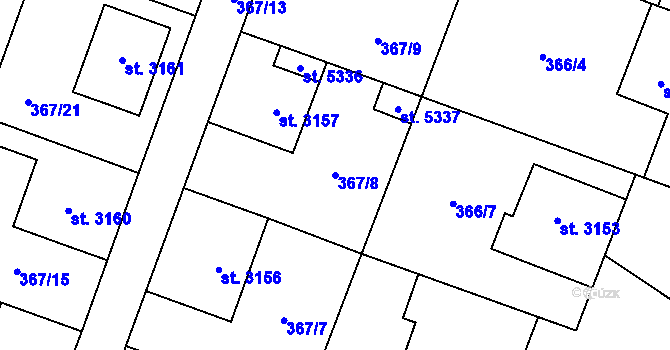Parcela st. 367/8 v KÚ Břeclav, Katastrální mapa