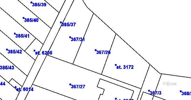 Parcela st. 367/26 v KÚ Břeclav, Katastrální mapa