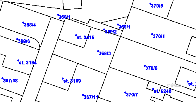 Parcela st. 368/3 v KÚ Břeclav, Katastrální mapa