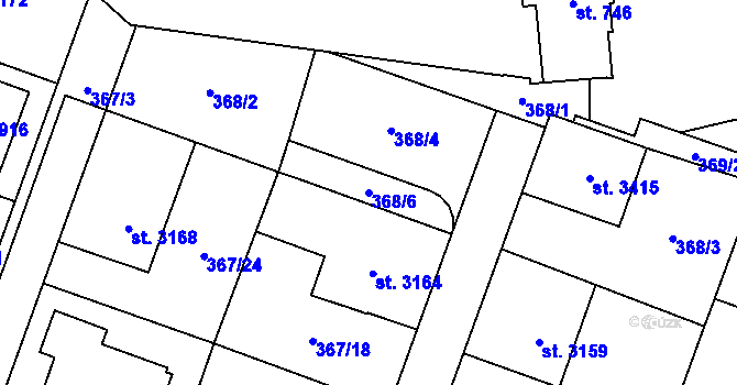 Parcela st. 368/6 v KÚ Břeclav, Katastrální mapa
