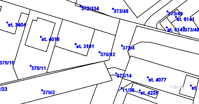 Parcela st. 370/12 v KÚ Břeclav, Katastrální mapa