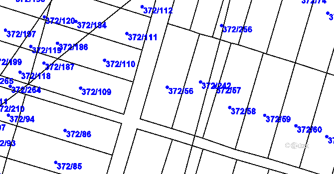 Parcela st. 372/56 v KÚ Břeclav, Katastrální mapa