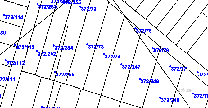 Parcela st. 372/74 v KÚ Břeclav, Katastrální mapa