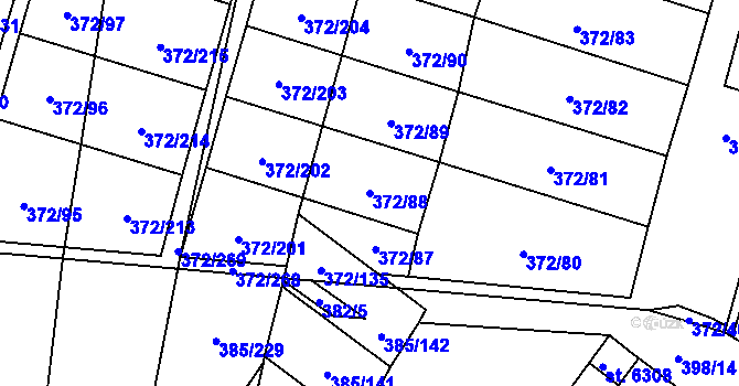 Parcela st. 372/88 v KÚ Břeclav, Katastrální mapa
