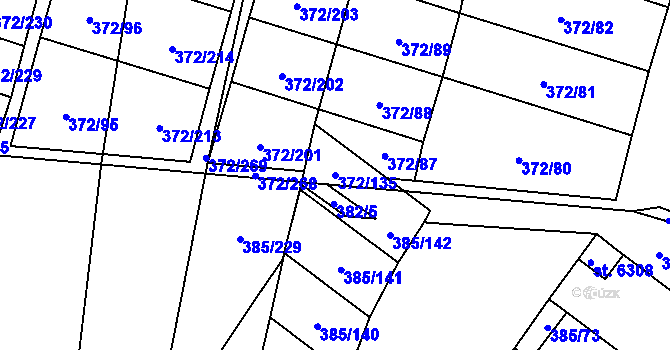 Parcela st. 372/135 v KÚ Břeclav, Katastrální mapa