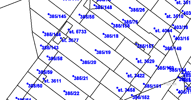 Parcela st. 385/19 v KÚ Břeclav, Katastrální mapa